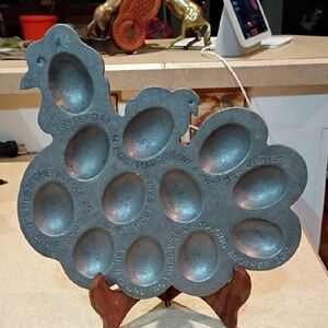 Pewter Chicken Shaped Egg Plate